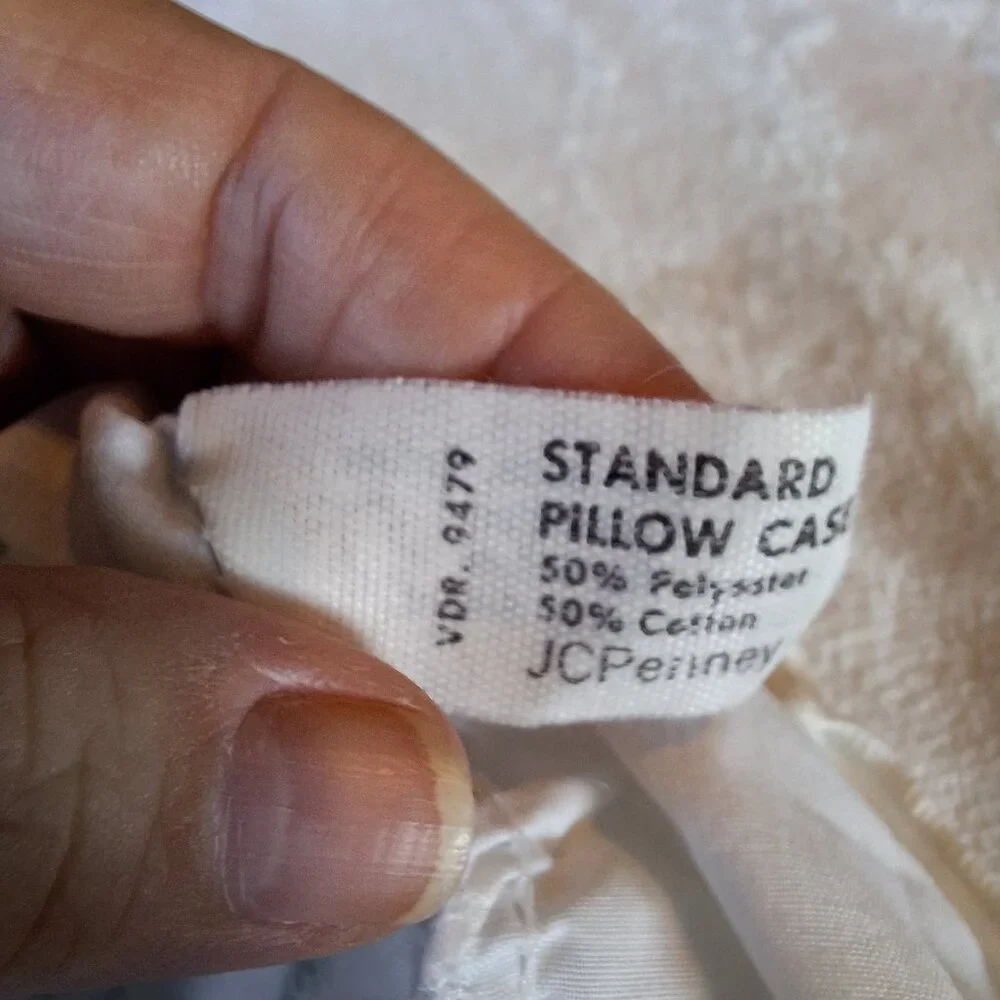 Vintage JC Penny Standard Pillowcase Floral Ruffle Edge Made In USA Cottagecore‎